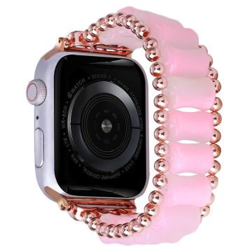 Apple Watch Series 8 (45mm) / Watch Ultra hartsinen bambutyylinen ranneke - Ruusukulta / Pinkki