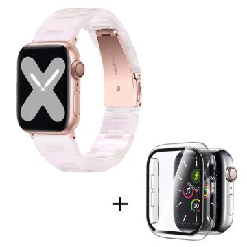 Apple Watch SE 2022 (40mm) 3 helmen hartsityylinen kelloranneke kirkkaalla suojuksella - Vaalea Pinkki