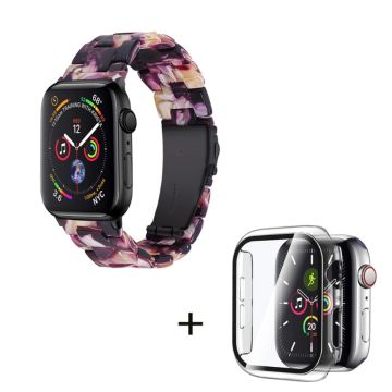 Apple Watch SE 2022 (40mm) 3 helmen hartsityylinen kelloranneke kirkkaalla suojuksella - Violetti Sekoitus