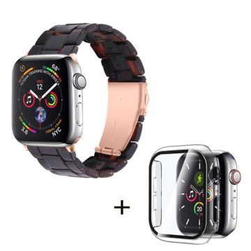 Apple Watch SE 2022 (40mm) 3 helmen hartsityylinen kelloranneke kirkkaalla suojuksella - Tumma Kahvi