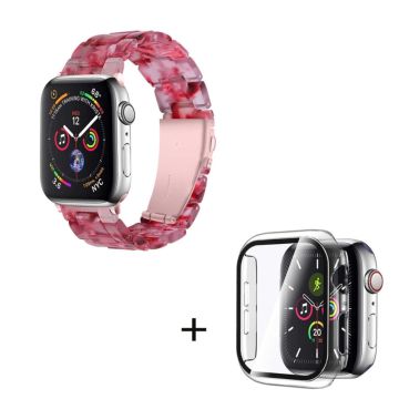 Apple Watch SE 2022 (40mm) 3 helmen hartsityylinen kelloranneke kirkkaalla suojuksella - Kuuma Vaaleanpunainen