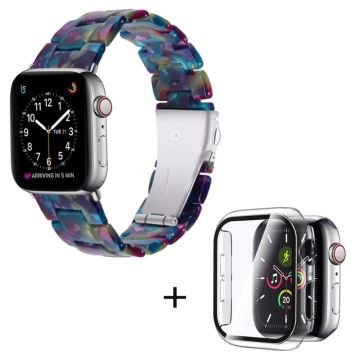 Apple Watch SE 2022 (40mm) 3 helmen hartsityylinen kelloranneke kirkkaalla suojuksella - Violetti Vihreä Sekoitus