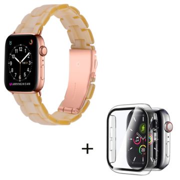 Apple Watch SE 2022 (40mm) 3 helmen hartsityylinen kelloranneke kirkkaalla suojuksella - Norsunluunvalkoinen