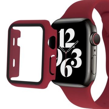 Apple Watch SE 2022 (44mm) suojakuori karkaistulla lasisuojalla - Viininpunainen