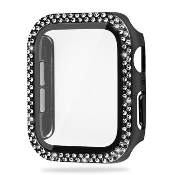 Apple Watch SE 2022 (44mm) strassikoristeinen suojus karkaistulla lasilla - Musta