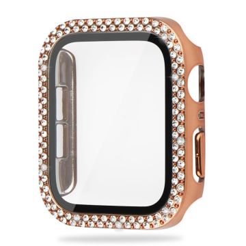 Apple Watch SE 2022 (44mm) strassikoristeinen suojus karkaistulla lasilla - Ruusukulta