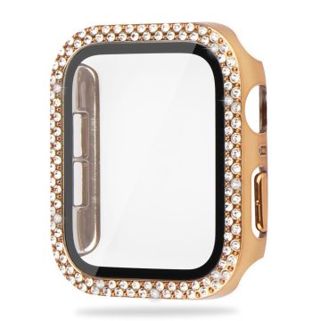 Apple Watch SE 2022 (44mm) strassikoristeinen suojus karkaistulla lasilla - Kulta