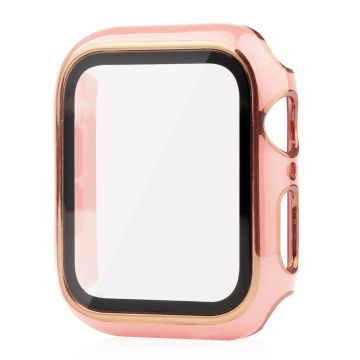 Apple Watch SE 2022 (44mm) kaksivärinen galvanoitu suojus karkaistulla lasilla - Pinkki / Kulta