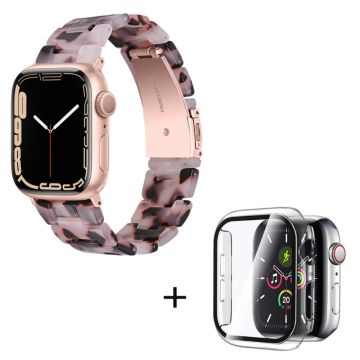 Apple Watch SE 2022 (44mm) 3 helmen hartsityylinen kelloranneke kirkkaalla suojuksella - Pinkki / Musta