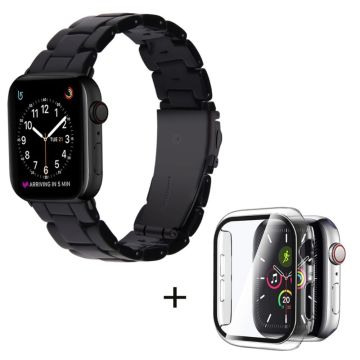 Apple Watch SE 2022 (44mm) 3 helmen hartsityylinen kelloranneke kirkkaalla suojuksella - Musta