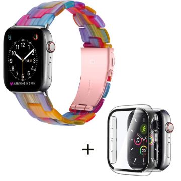 Apple Watch SE 2022 (44mm) 3 helmen hartsityylinen kelloranneke kirkkaalla suojuksella - Sateenkaari