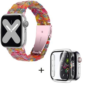 Apple Watch SE 2022 (44mm) 3 helmen hartsityylinen kelloranneke kirkkaalla suojuksella - Sateenkaaren Sekoitus