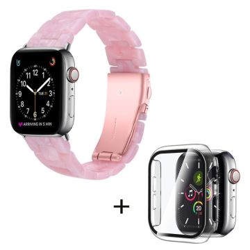 Apple Watch SE 2022 (44mm) 3 helmen hartsityylinen kelloranneke kirkkaalla suojuksella - Helmi Vaaleanpunainen