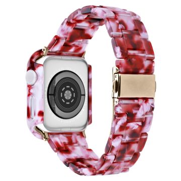 Apple Watch SE 2022 (44mm) / SE / 6 / 5 / 4 hartsityylinen ranneke suojuksella - Persikka