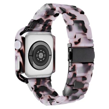 Apple Watch SE 2022 (44mm) / SE / 6 / 5 / 4 hartsityylinen ranneke suojuksella - Punainen Vaaleanpunainen Kukka