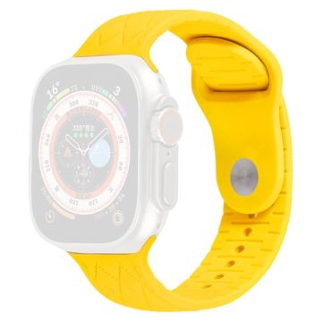 Apple Watch Series 9 45mm / Ultra 2 teksturoitu silikoniranneke - Keltainen