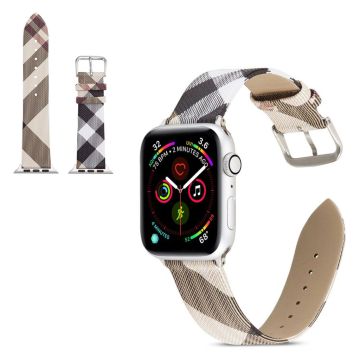 Apple Watch Series 5 40mm geometrinen aidosta nahasta valmistettu kellonauha - Musta / Harmaa