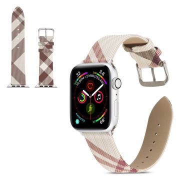 Apple Watch Series 5 40mm geometrinen aidosta nahasta valmistettu kellonauha - Punainen / Valkoinen