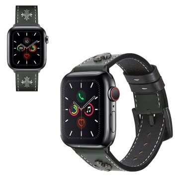 Apple Watch Series 5 / 4 40mm aito ristikkäistyylinen nahkainen ranneke - Vihreä