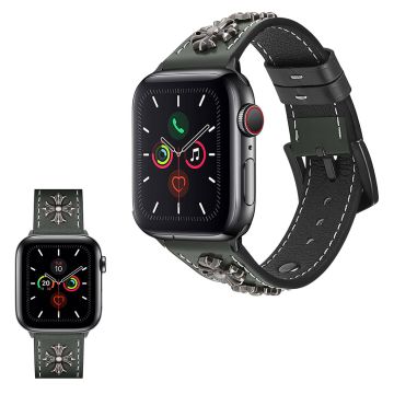 Apple Watch Series 5 / 4 40mm aito viileä nahkainen ranneke - Vihreä