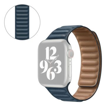 Apple Watch Series 6 / 5 44mm tyylikäs nahkakellon ranneke - Indigonsininen