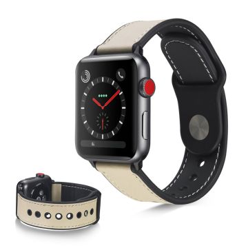 Apple Watch Series 6 / 5 44mm tyylikäs nahkakellon ranneke - Beige