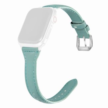 Apple Watch Series 6 / 5 44mm yksinkertainen nahkainen ranneke - Syaani