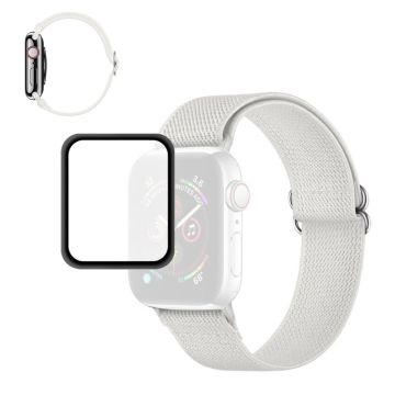 ENKAY Apple Watch 44mm elastinen kellohihna + näytönsuoja - Valkoinen