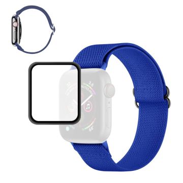 ENKAY Apple Watch 44mm elastinen kellohihna + näytönsuoja - Sininen