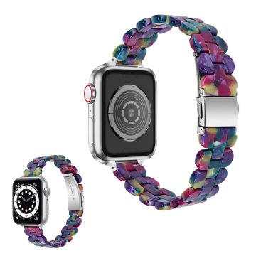 Apple Watch 42mm - 44mm tyylikäs hartsikellon ranneke - Violetti / Vihreä