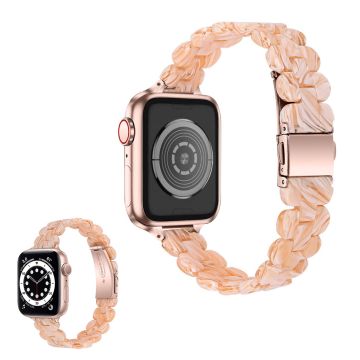 Apple Watch 42mm - 44mm tyylikäs hartsikellon ranneke - Keltainen / Valkoinen