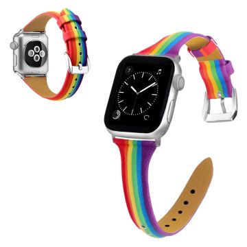 Apple Watch Series 6 / 5 40mm sateenkaari aito nahkainen kellonauha