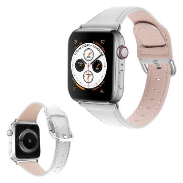 Aitoa nahkaa oleva ranneke Apple Watch Series 6 / 5 40mm - Valkoinen