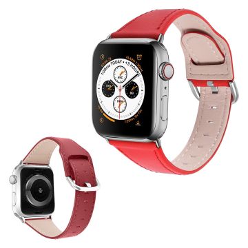 Aitoa nahkaa oleva ranneke Apple Watch Series 6 / 5 40mm - Punainen