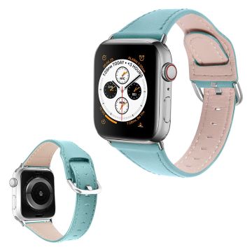 Aitoa nahkaa oleva ranneke Apple Watch Series 6 / 5 40mm - Sininen