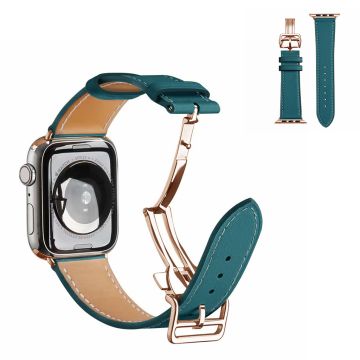 Aitoa nahkaa ruusukultaa solki kellonauha Apple Watch Series 6 / 5 40mm - Sininen