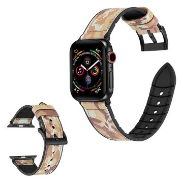 Apple Watch Series 6 / 5 40mm kuvioitu nahkakellon ranneke - Camouflage Ruskea