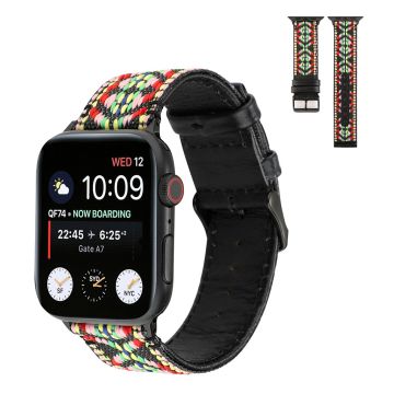 Apple Watch Series 6 / 5 40mm etnisestä aidosta nahasta valmistettu kellonauha - Punainen