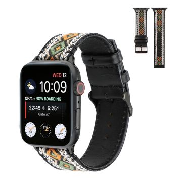 Apple Watch Series 6 / 5 40mm etnisestä aidosta nahasta valmistettu kellonauha - Valkoinen