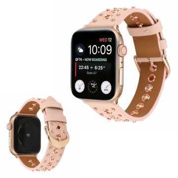 Apple Watch Series 6 / 5 40mm niitti punk aito nahkainen kellonauha - Pinkki