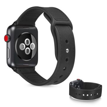 Apple Watch Series 6 / 5 40mm tyylikäs nahkakellon ranneke - Musta