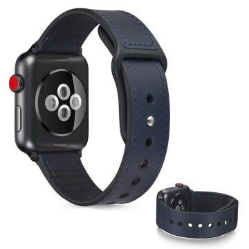 Apple Watch Series 6 / 5 40mm tyylikäs nahkakellon ranneke - Tummansininen