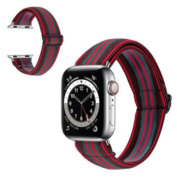 Apple Watch Series 6 / 5 40mm nylonkuvioinen kellonauha - Vihreä / Punainen Viiva