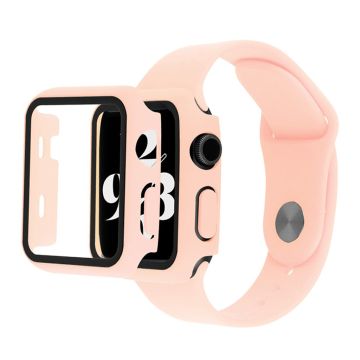 Apple Watch Series 6 / 5 40mm suojus karkaistulla lasilla + kellonauha - Vaalea Pinkki