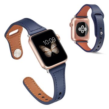 Apple Watch Series 6 / 5 40mm viileä aitoa nahkaa oleva ranneke - Sininen