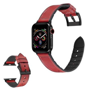 Apple Watch Series 6 / 5 40mm silikoni + nahkapäällysteinen ranneke - Punainen