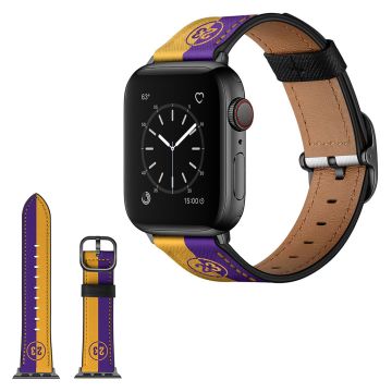 Apple Watch 40mm kaksivärinen nahkaranneke - #23 Keltainen / Violetti