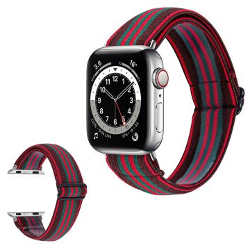 Apple Watch 40mm joustava tyylikäs kellonhihna - Vihreä / Punainen Viiva