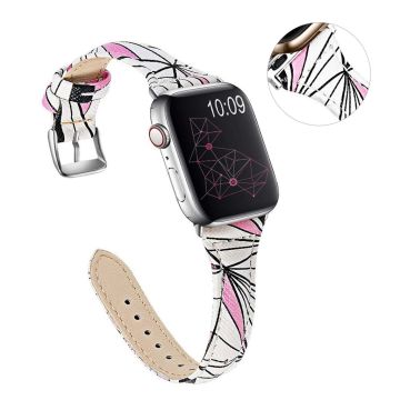 Apple Watch 40mm geometria nahkakellon hihna - Valkoinen / Pinkki