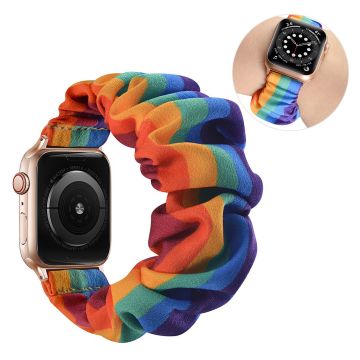 Apple Watch 40mm elastinen hiusnauha - Sateenkaari / Koko: L